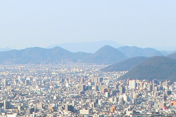 屋島山頂付近からの高松市内と讃岐平野眺望