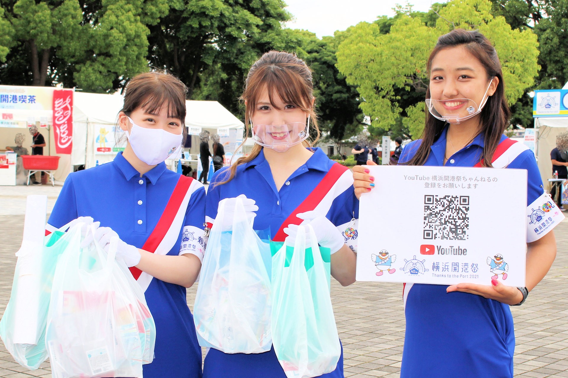 第40回（2021）横浜開港祭親善大使の杉山まひろさん、伊藤杏夏さん、大森日菜子さん（臨港パーク 横浜市西区）