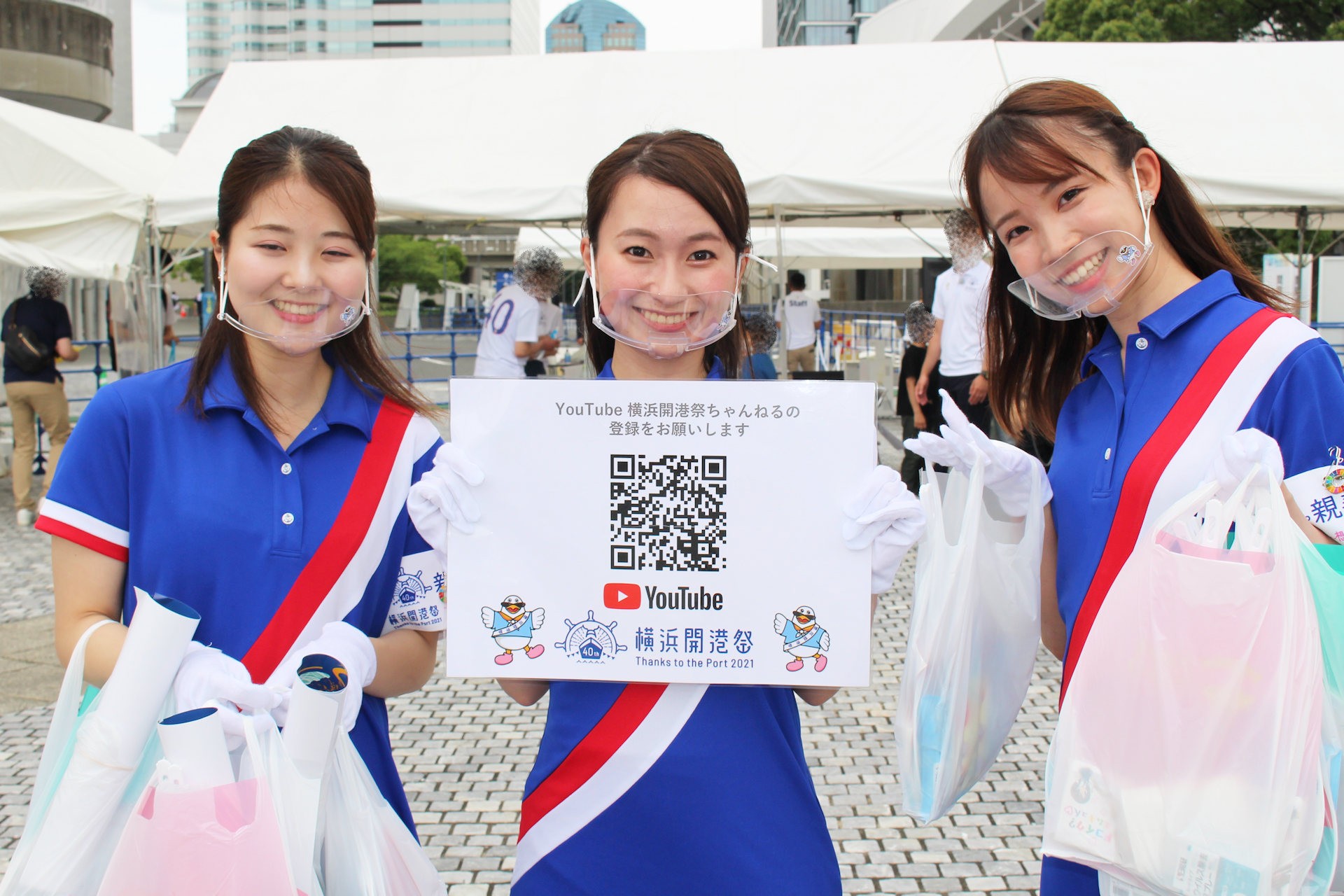 横浜開港祭親善大使の高橋ひかりさん、高橋眞由さん、小野桃果さん（臨港パーク 横浜市西区）