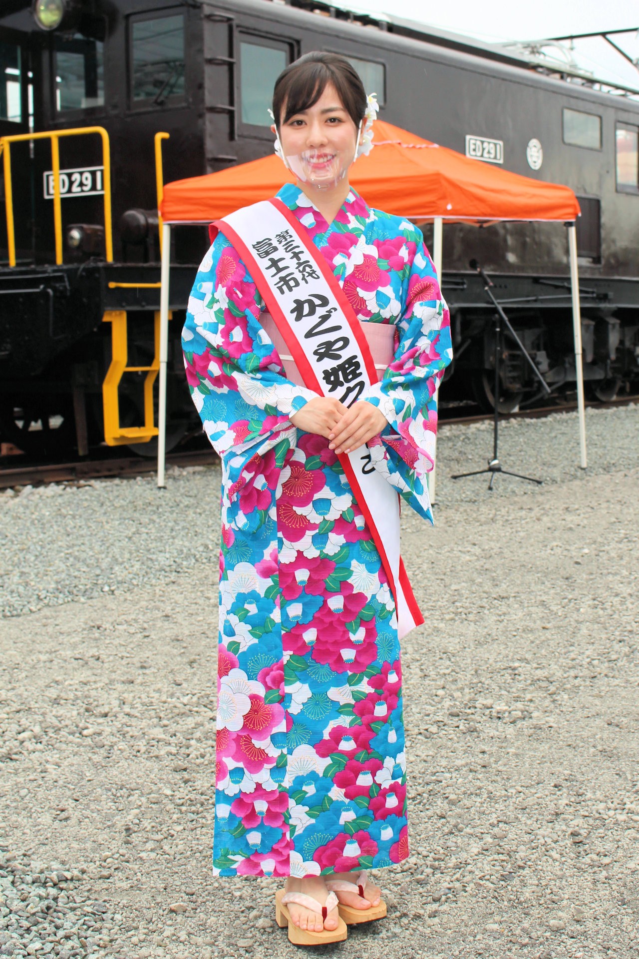 2021年かぐや姫クイーンの齋藤果歩さん（がくてつ機関車ひろば 静岡県富士市）