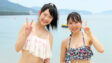 プリンセス天橋立の佐渡美由紀さんと中西瑞貴さんは海開き式典で活躍（天橋立海水浴場）
